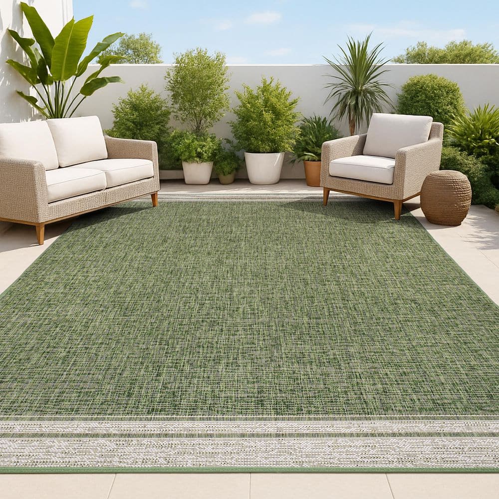 JONATHAN Y Alda Modern Minimalist Mingled Solid Green/Cream 5 ft