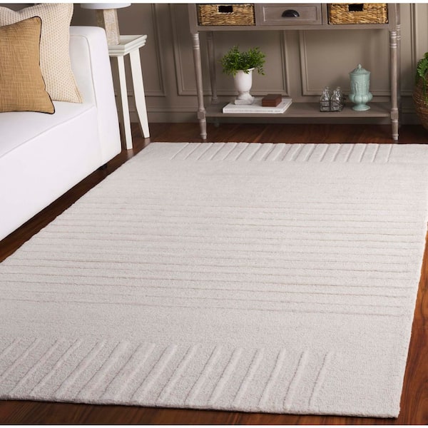 Ebony 8 ft. x 10 ft. Ivory Striped High-Low Area Rug