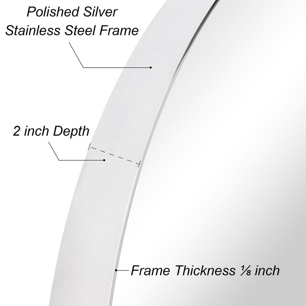 30" Round Silver Stainless Steel Bathroom Wall Mirror