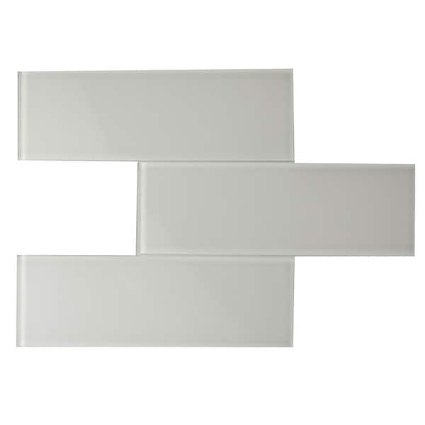Giorbello Glass Subway 3 in. x 9 in. x 6mm Wall Tile Case - Light Gray (27 Piece, 5 Sq.ft.)
