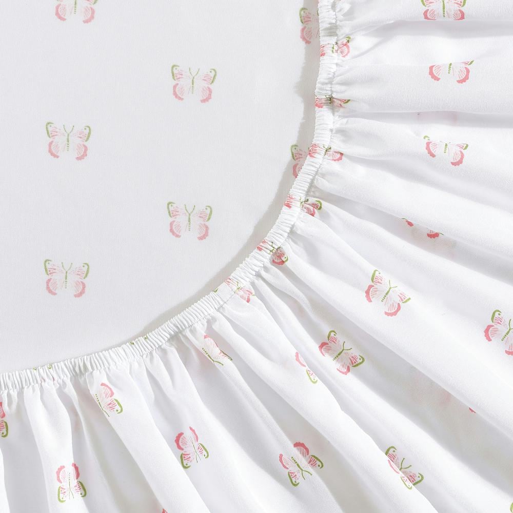 Pink Butterfly Print Twin XL Microfiber Kids Sheet Set