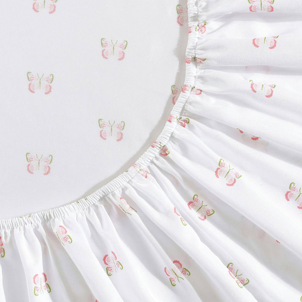 Pink Butterfly Print Kids Full Microfiber Sheet Set