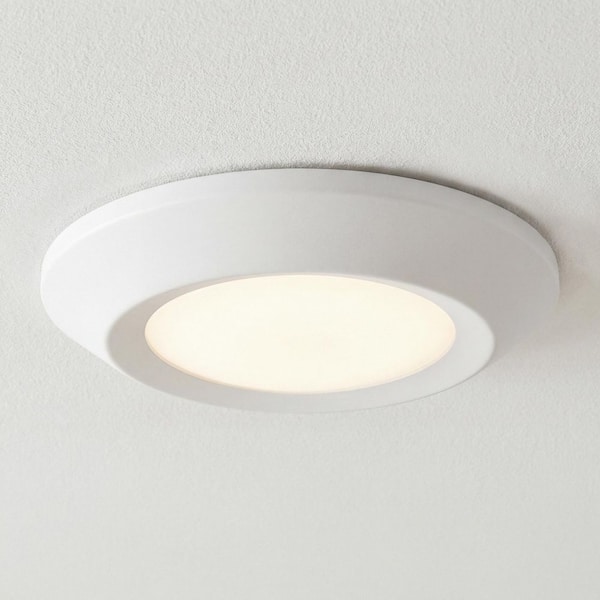 Intrinsic Collection 5-1/2" LED Slim Satin White Flush Mount Surface Mount Light 500 Lumens