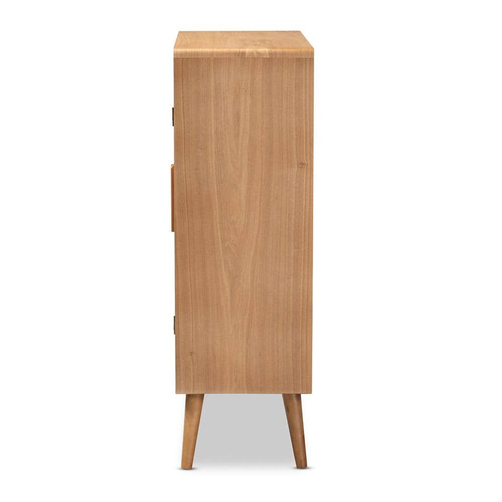 Alina Medium Oak and Rattan 2-Door Accent Storage Cabinet