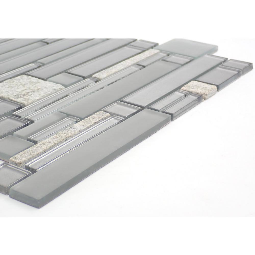 Spirit Gray Geometric Glass Mosaic Tile 12x12