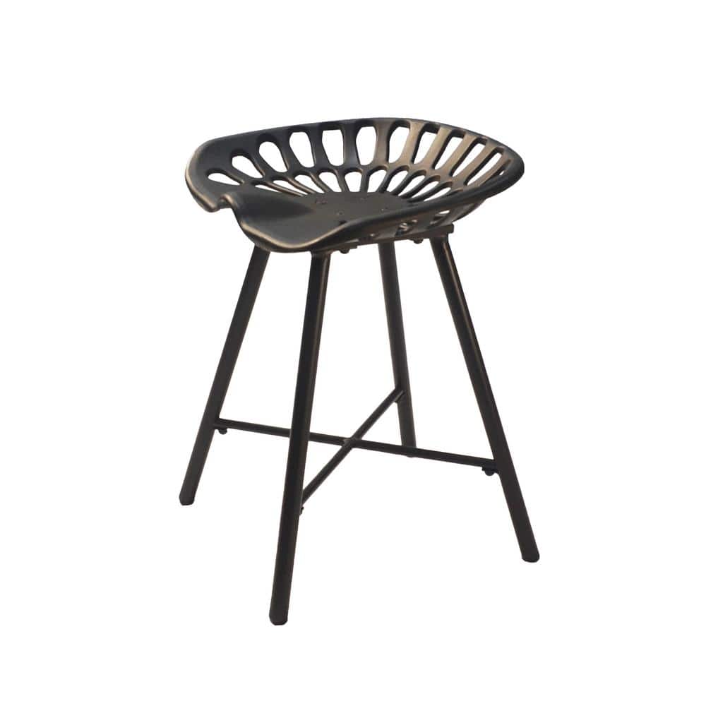 Jace Black Cast Iron Tractor Seat Fireside Bench