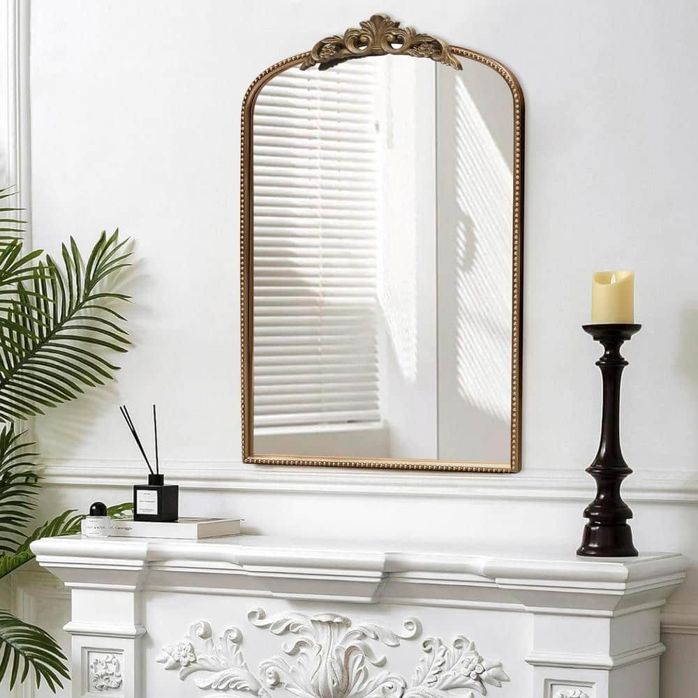 Crane Lake Gold Arched Vintage Metal Frame Mirror, 24 x 36 in.
