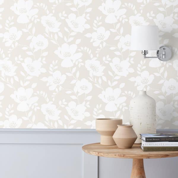 The Company Store Ava Floral Natural Non-Pasted Wallpaper Roll (Covers 52 sq. ft.)