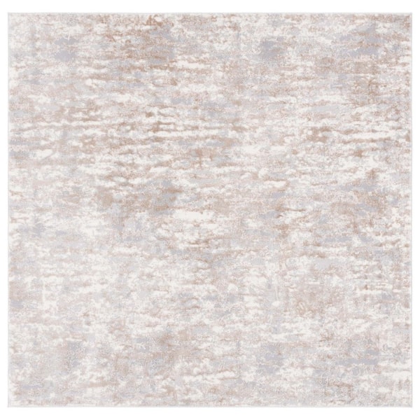 Lagoon 7 ft. x 7 ft. Beige/Gray Stamped High-Low Square Area Rug