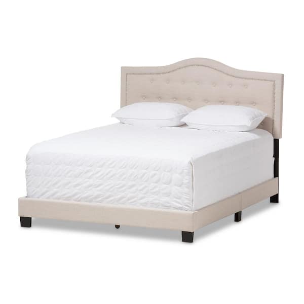 Emerson Beige Fabric Upholstered Full Bed