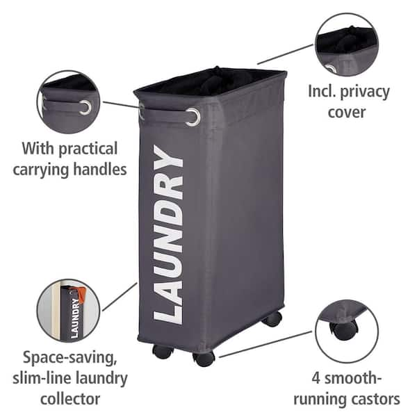 OCHINE 20 Gallon Large Laundry Basket with Non-slip Wheels , Fabric tall Laundry  Hamper, Foldable Laundry Bag Washing Bin 