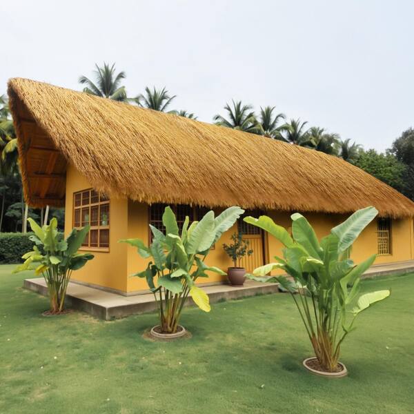 Artificial Thatch Grass Roof, 1.6 x 19.7 ft., Thatch Roofing Roll, Waterproof, Palapa Tiki Roof Mat, Universal Stand