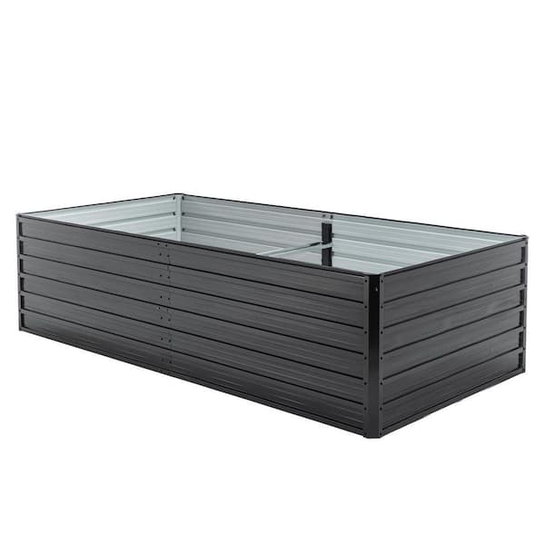 7 x 3 x 2 ft. Black Galvanized Metal Raised Garden Bed, Outdoor Planter Box for Growing Vegetables Flowers Herbs