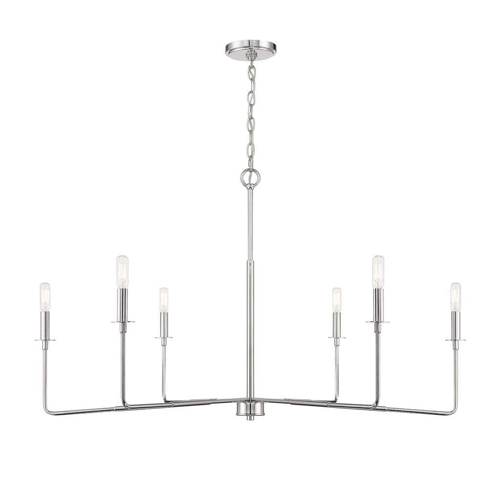 Savoy House Salerno 42 in. W x 25 in. H 6Light Polished Nickel Wide