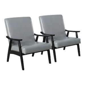 Lockhart Light Gray Wood Padded Accent Chair (Set of 2)