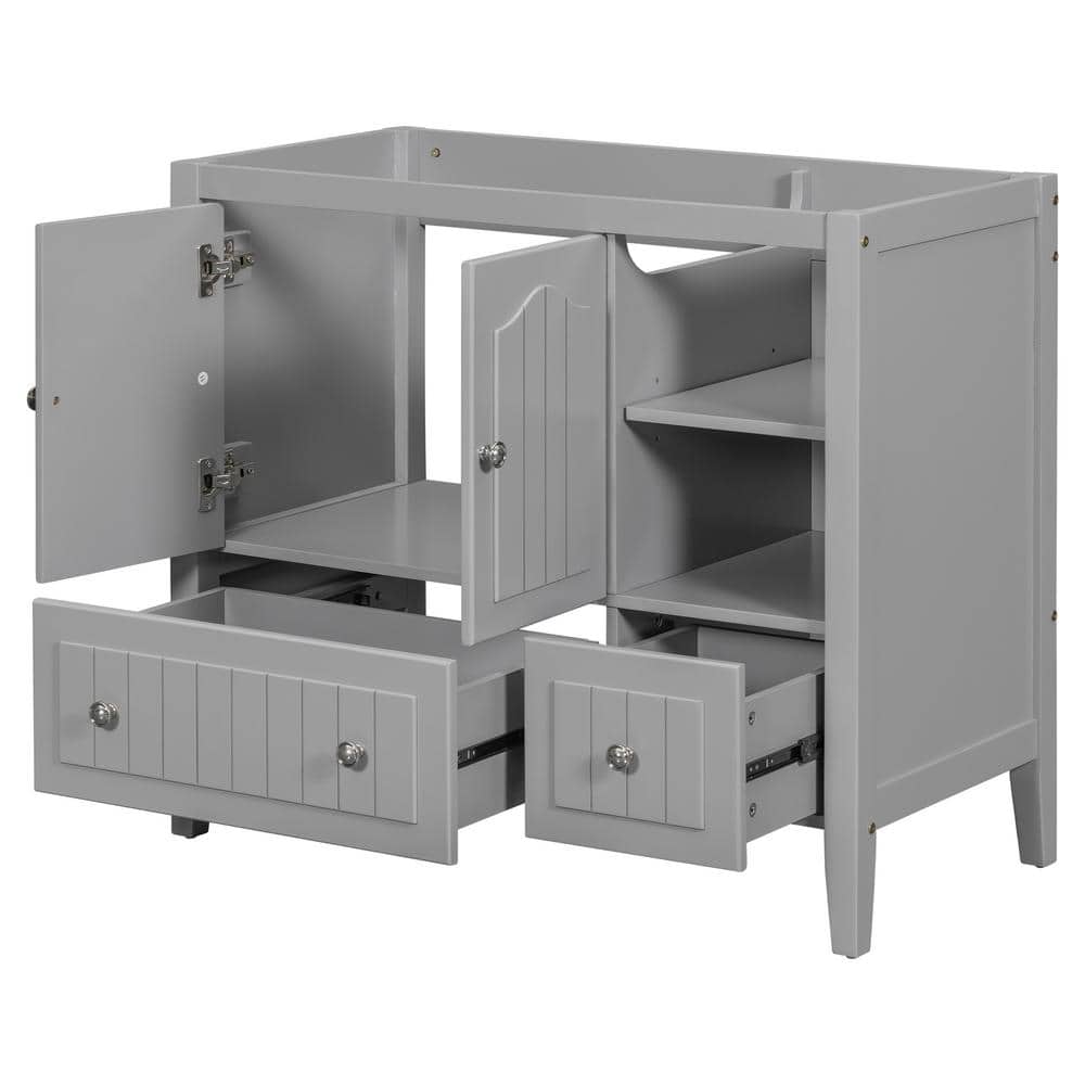 36 in. W x 18.03 in. D x 32.13 in. H Bathroom Gray Linen Cabinet