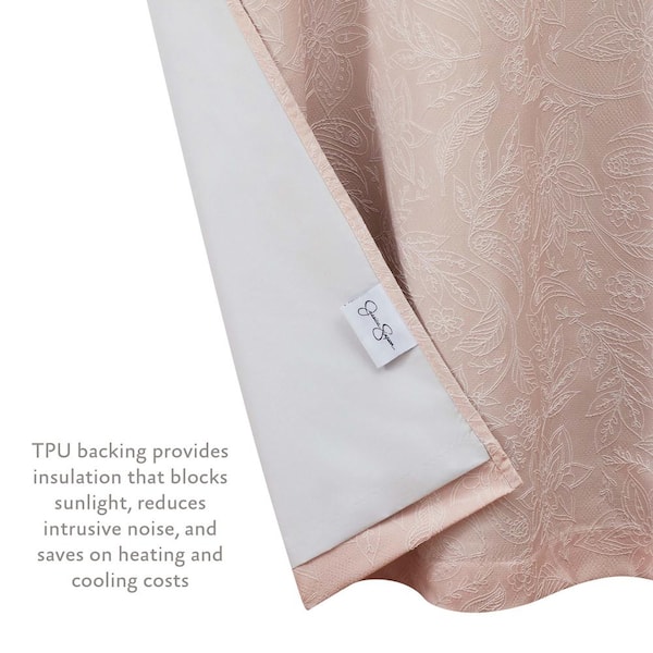 Jessica Simpson Milly Bling Blush Pink Faux Linen 38 in. W x 63 in. L Tab  Top Sheer Tiebacks Curtain (2-Panels and 2-Tiebacks) JSC016386 - The Home  Depot