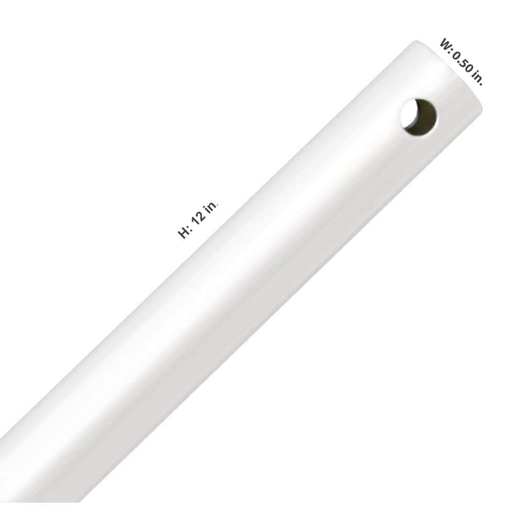 Matte White 12" Ceiling Fan Downrod