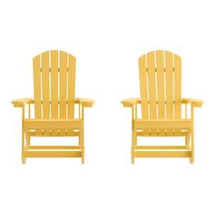 Yellow Plastic Outdoor Rocking Chair in Yellow (Set of 2)