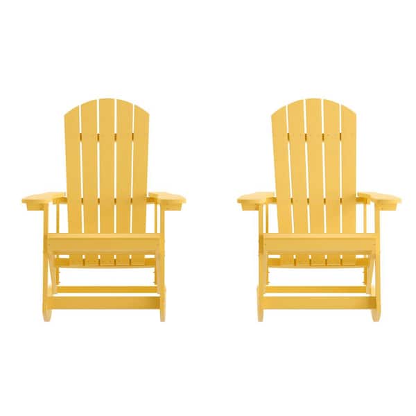 Carnegy Avenue Yellow Plastic Outdoor Rocking Chair in Yellow (Set of 2)