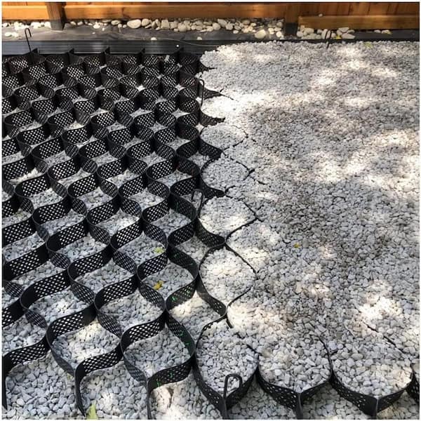 19.7 in. x 19.7 in. x 1.9 in. Black Permeable Plastic Grass Pavers for  Parking Lots, Driveways (4 Pieces/11 sq.ft.)