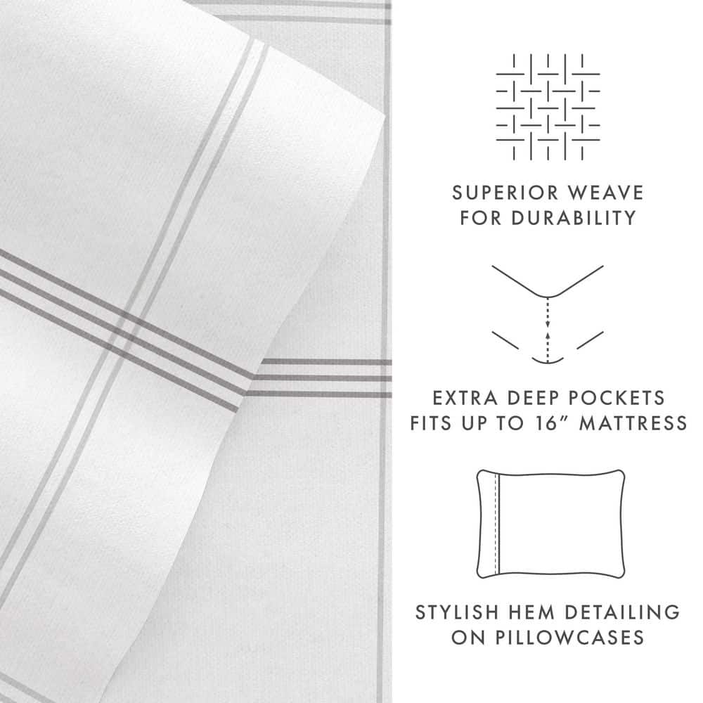 Twin Gray Cotton Flannel Deep Pocket Sheet Set