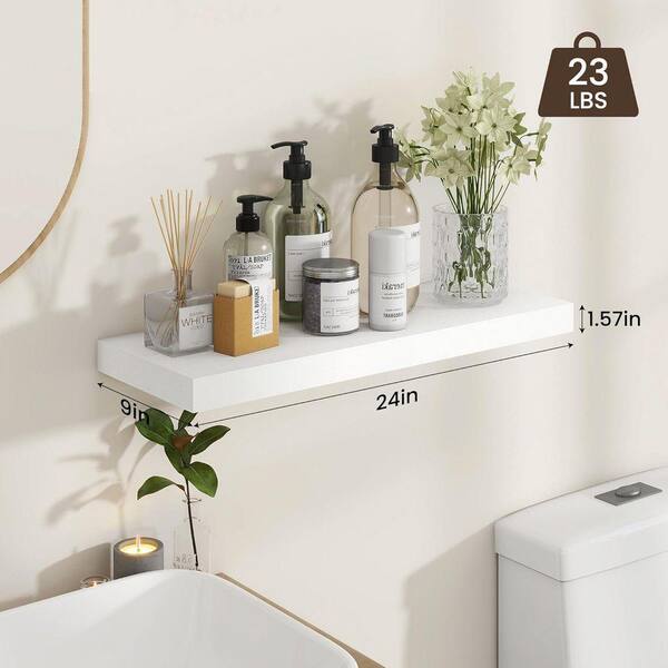 23.6 in. W x 9.3 in. D White Floating Shelves Decorative Wall