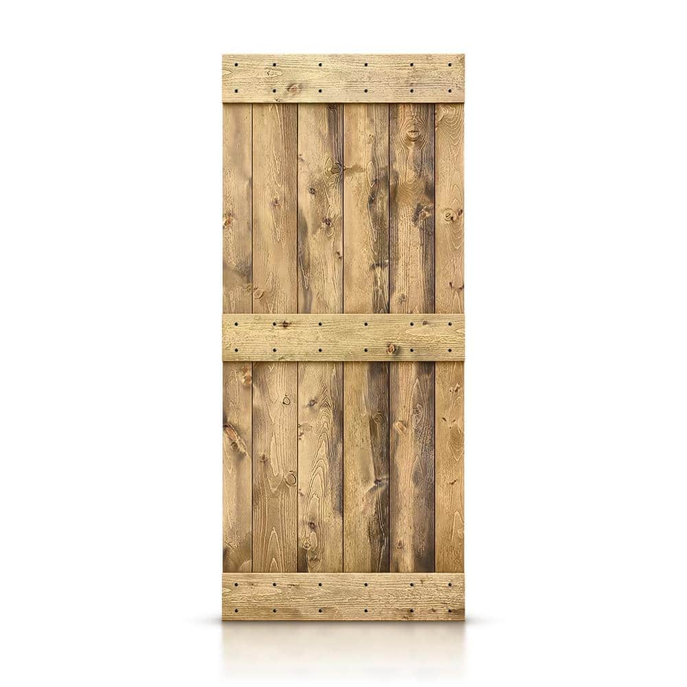 36 in. x 84 in. Distressed Mid-Bar Series Weather Oak Solid Knotty Pine Wood Interior Sliding Barn Door Slab price history on PriceWatchPro