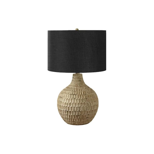 Jushua Contemporary 25 in. H Table Lamp with Brown Resin, Black Shade