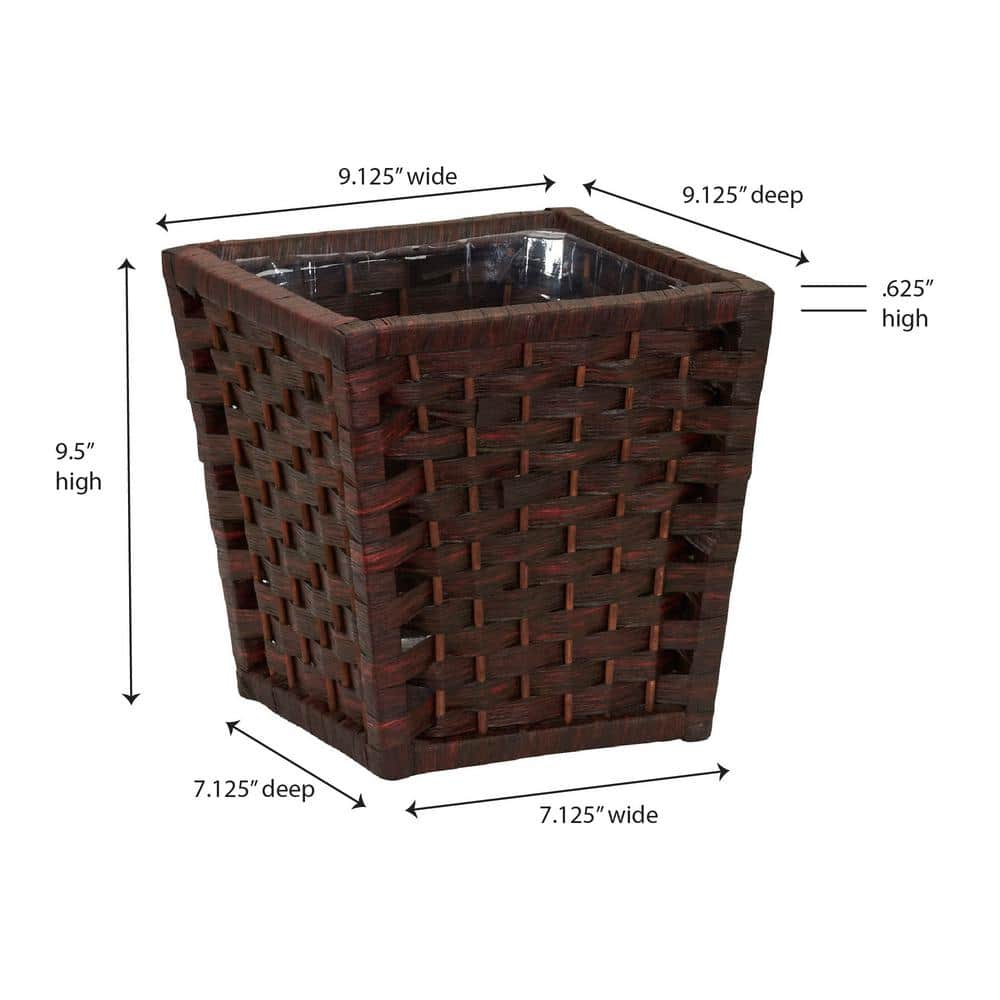 Dark Brown Woven Paper Rope Waste Basket with Plastic Liner