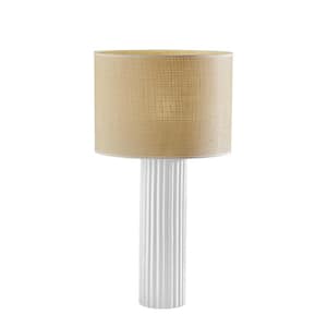 HomeRoots 29 in. Beige Transitional Integrated LED Bedside Table Lamp ...