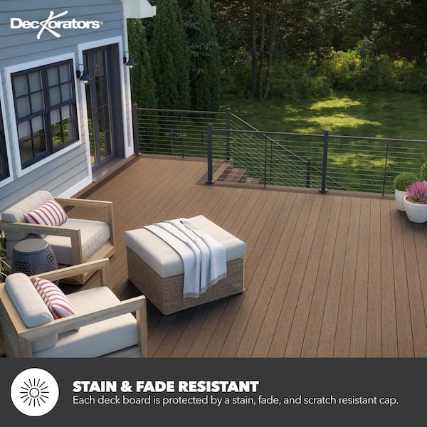 Vista 1 in. x 6 in. x 12 in. Dunewood Brown Class B Fire-Rated Composite Deck Board Sample
