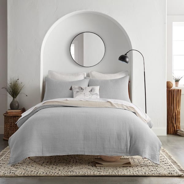 LEVTEX HOME Caden Grey Mist Cotton Gauze Twin Coverlet Blanket