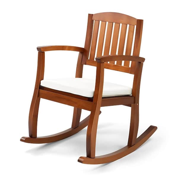 Poplar Wood Outdoor Rocking Chair with Cushion