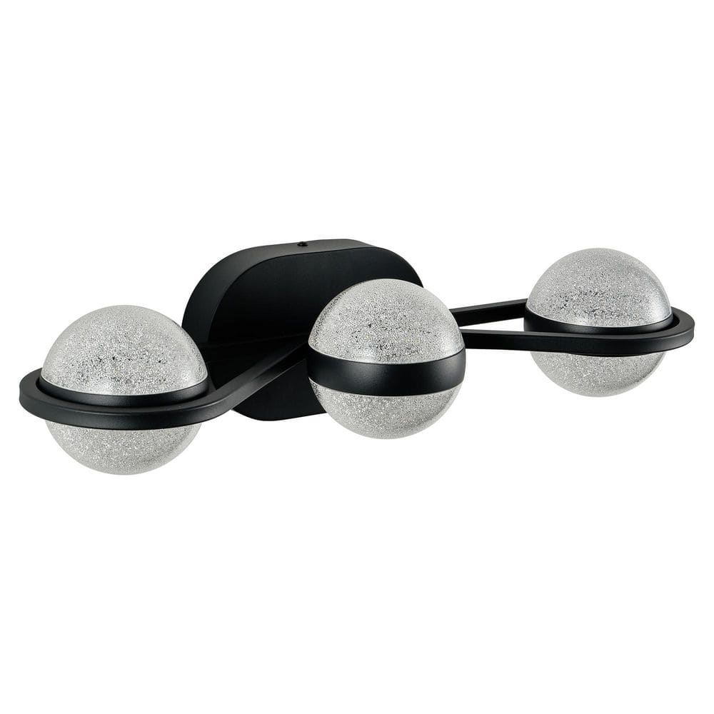 21 in. 3-Light Black LED Bathroom Vanity Light with Crystal Sand Acrylic Shade Wall Mounted Decorative Lighting Fixture price history on PriceWatchPro