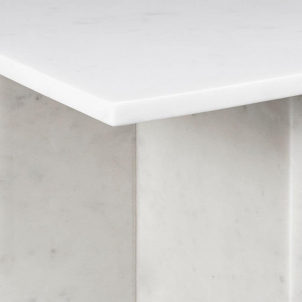 Close-up detail of the white marble surface texture.