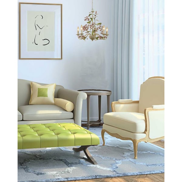 Hanover Rustic Floral 5-Light Chandelier for Hardwire or Plug-In Swag Installation, Antique Cream Frame with Pink Posies