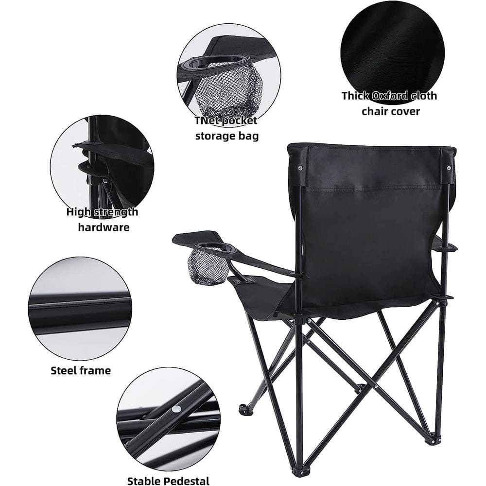 Portable Folding Camping Chair with Carry Bag Collapsible Anti-Slip Padded 