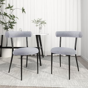 Indoor Modern Grey Fabric Upholstery Dining Chairs, Set of 2