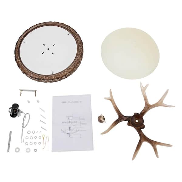 OUKANING 16.5 in. 3-Light Antique Colors Vintage Resin