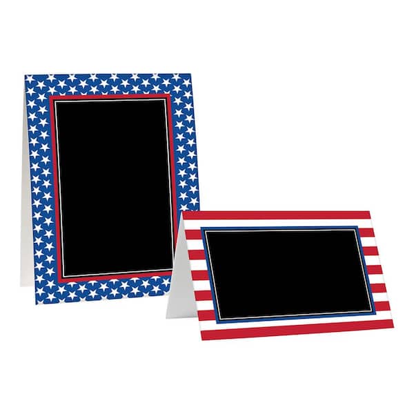 Amscan Patriotic Paper Chalk Tent Cards Assortment (8-Count, 5-Pack)
