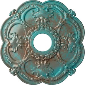 1-1/2 in. x 18 in. x 18 in. Polyurethane Rotherham Ceiling Medallion, Copper Green Patina