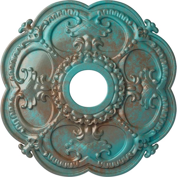 Ekena Millwork 1-1/2 in. x 18 in. x 18 in. Polyurethane Rotherham Ceiling Medallion, Copper Green Patina