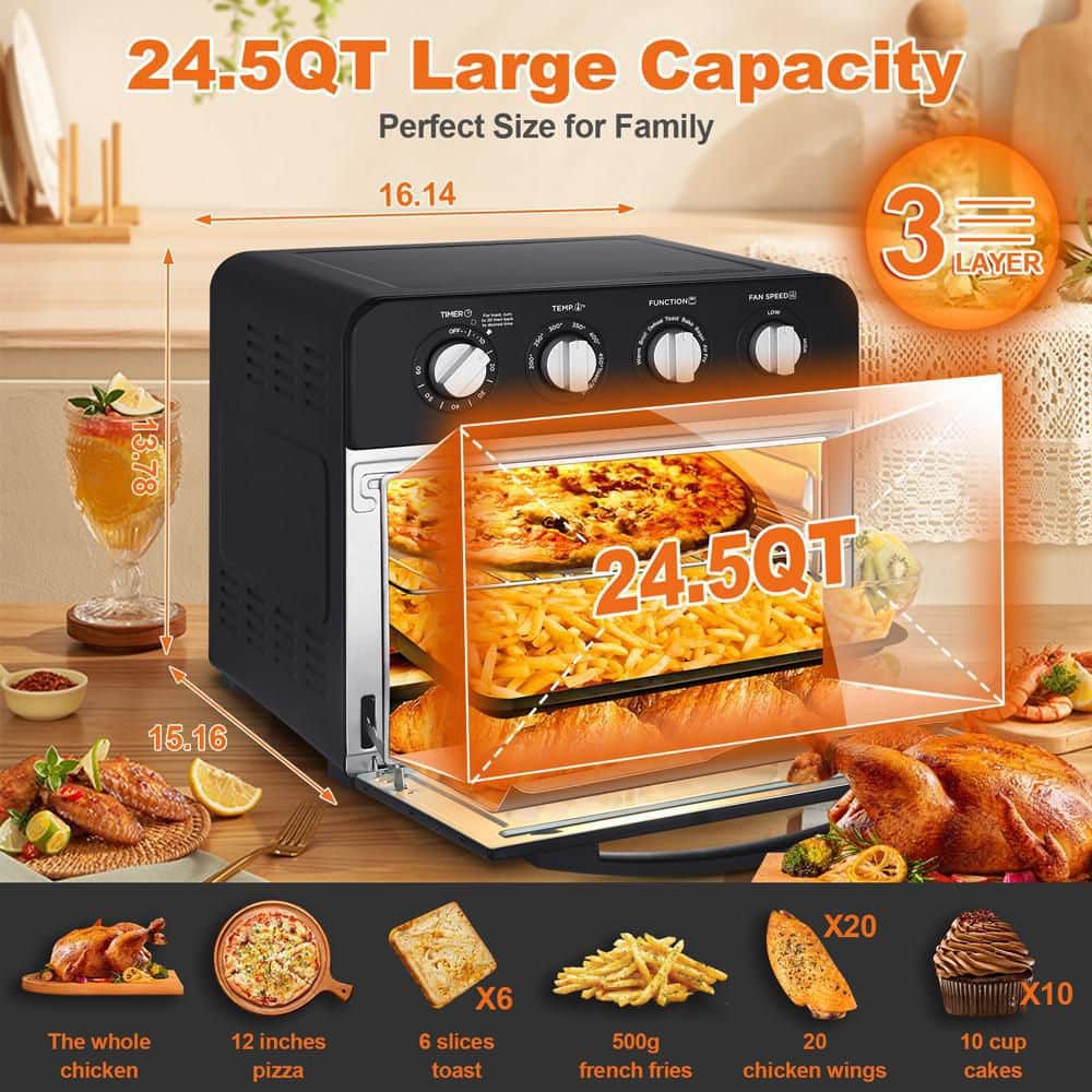 Free shipping All Steel Exterior, 24.5Qt. French Door Air Fryer Convection  Countertop Oven, 12 Pizza