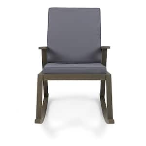 Champlain Gray Wood Outdoor Rocking Chair with Dark Gray Cushion