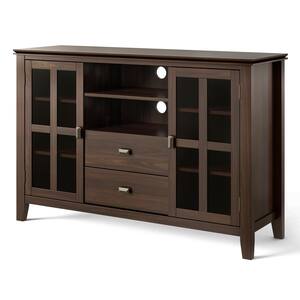 Simpli Home Artisan 53 in. Russet Brown Wood Transitional TV Stand with ...