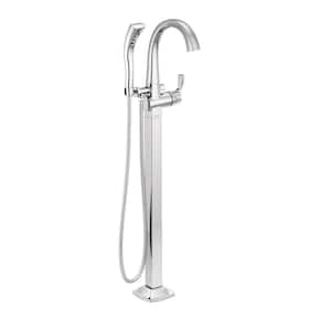 Stryke 1-Handle Floor Mount Tub Filler Trim Kit in Chrome with Hand Shower (Valve Not Included)