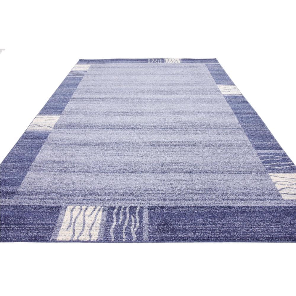 Light Blue Tufted Rectangular Synthetic Area Rug 7' x 10'