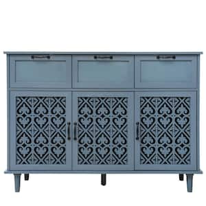 47.24 in. W x 15.75 in. D x 35.55 in. H Ready to Assemble Blue Corner Standard Storage Cabinet with Doors and Drawers