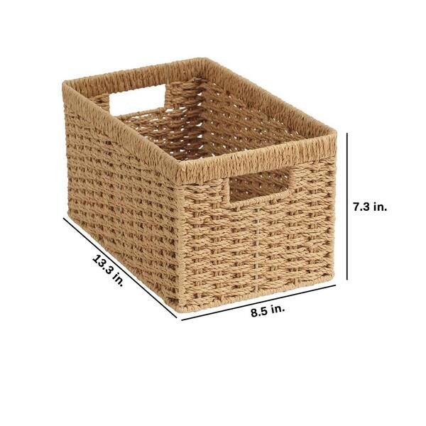 Brown 13.3 in. x 7.3 in. Paper Decorative Basket Set of 2 with